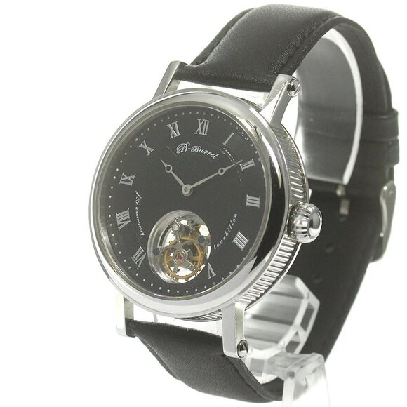 B-BARREL Tourbillon Back skeleton black Dial Hand Winding Men's Watch - Picture 2 of 6